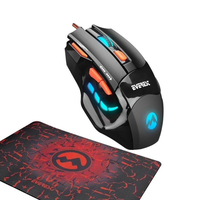 Everest SGM-X7 Oyuncu Mouse Siyah, Makrolu 7200dpi  +Gaming Mouse Pad
