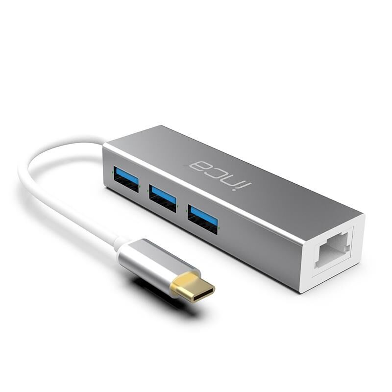 Inca ITPC-3T Type-C Girişli 4 Port Usb 3.0 Çoklayıcı Hub + Ethernet RJ45 Mulitiplexer