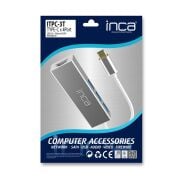 Inca ITPC-3T Type-C Girişli 4 Port Usb 3.0 Çoklayıcı Hub + Ethernet RJ45 Mulitiplexer