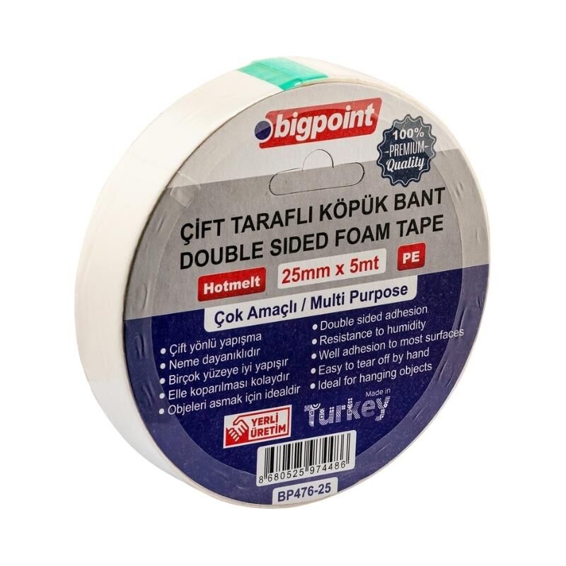 Bigpoint BP476-25 Çift Taraflı Köpük Bant 25mm x 5 metre