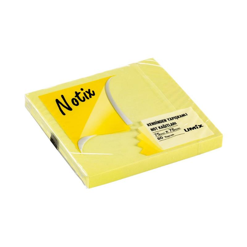 Notix Yapışkanlı Not Kağıdı Neon Sarı 75 mm x 75 mm 80 Yaprak