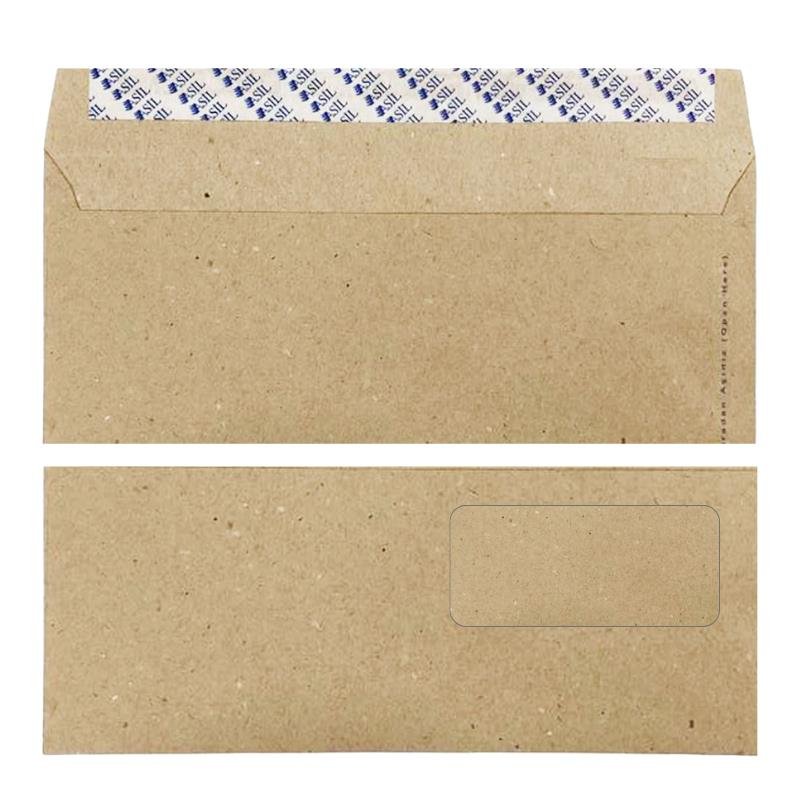 Elitstore Diplomat Zarf Kraft Pencereli Silikonlu 90 gr. 10.5 cm x 24 cm 100'lü Paket