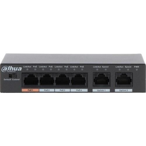Dahua 6 Port 36W Poe Switch, Yönetilemez - PFS3006-4ET-36