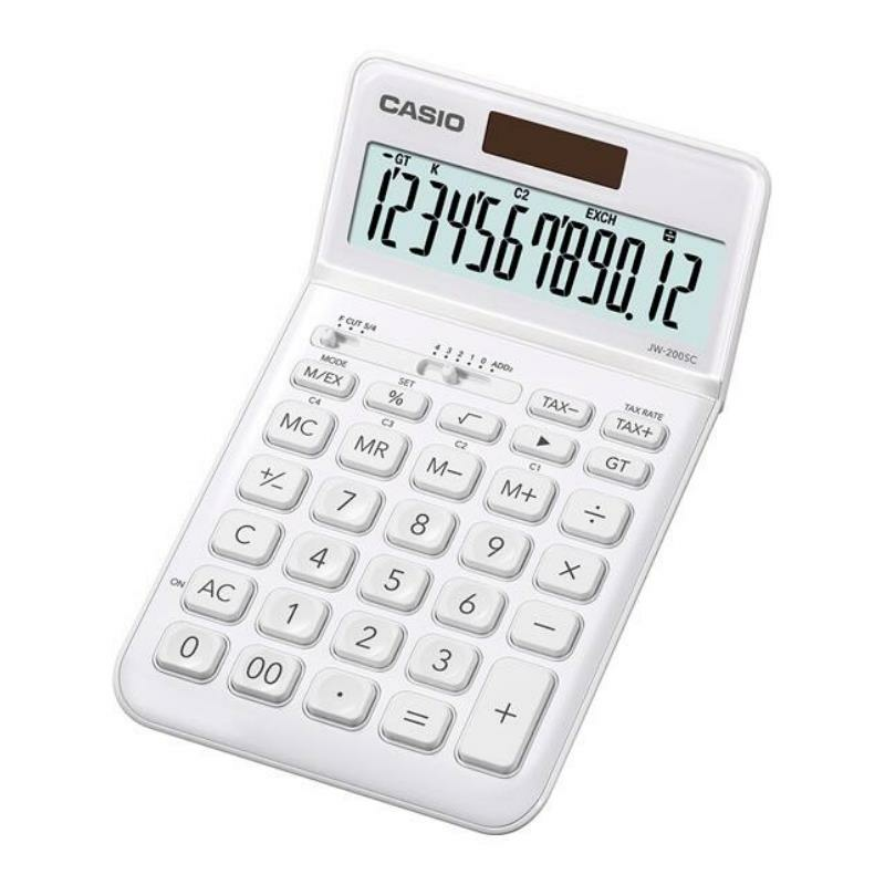 Casio JW-200SC-WE 12 Haneli Masaüstü Hesap Makinesi - Beyaz