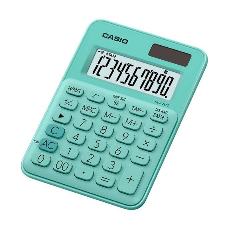 Casio MS-7UC-GN 10 Hane Açık Yeşil Üstü Hesap Makinesi