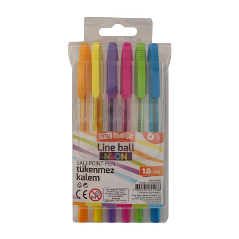 Mynote Line Ball 1.0 mm 6'lı Neon