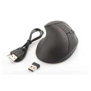 Digitus DA-20155 Kablosuz Ergonomik Mouse, dikey, 6D tuşlar, şarj edilebilir, siyah
