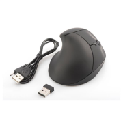 Digitus DA-20155 Kablosuz Ergonomik Mouse, dikey, 6D tuşlar, şarj edilebilir, siyah