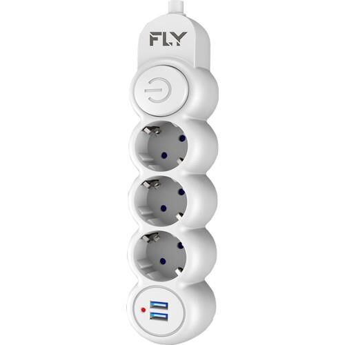 FLY Akım Korumalı Priz 3'lü, 2 Metre, 2 USB 2.1A - 3393-01