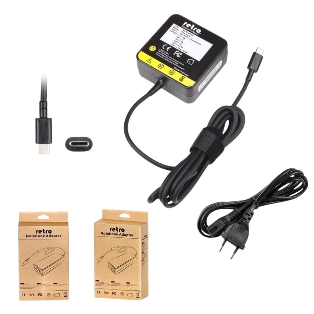 RETRO Notebook Adaptör 20V 3.25A 65W USB-C PD, Hp Pro x2 612 G2 - RNA-HC20