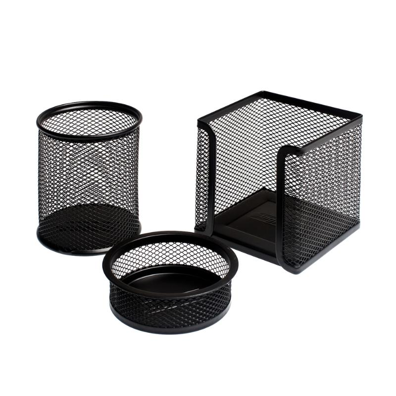 Bigpoint BP403-95 Masaüstü Metal Perfore Kalemlik Seti 3'lü, Siyah