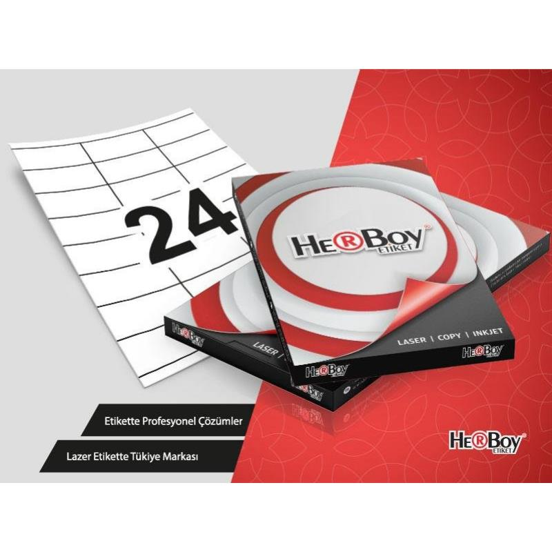 Herboy HB-1324 Beyaz Lazer Etiket A4, 70mm x 35mm