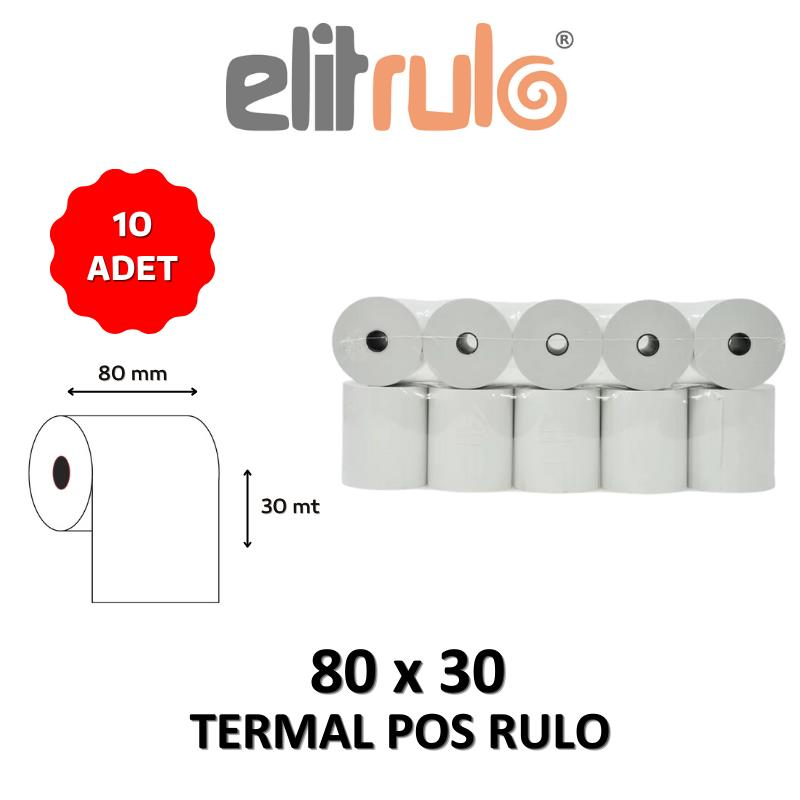 Elitrulo Termal Pos Rulo 80mm x 30mt - 10 Adet