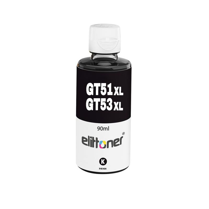 Elittoner HP Mürekkep GT53XLBK, GT51XLBK, X4E40AE Black 90ml