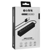 S-Link SW-U217 - 7 Port 2.0 USB Çoklayıcı, Hub, Çevirici, Adaptörlü