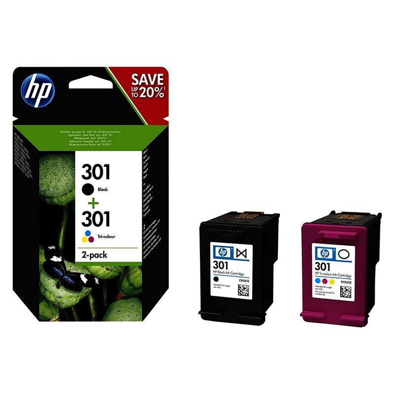 HP Kartuş No: 301 Set 2'li Paket Siyah + Renkli N9J72AE