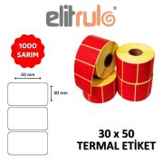 Elitrulo Barkod Etiketi 30x50 Termal KIRMIZI - 1000 Adet