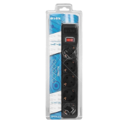 S-Link Akım Korumalı Priz 5'li, 1,5 Metre, Siyah - SPG3-J-5