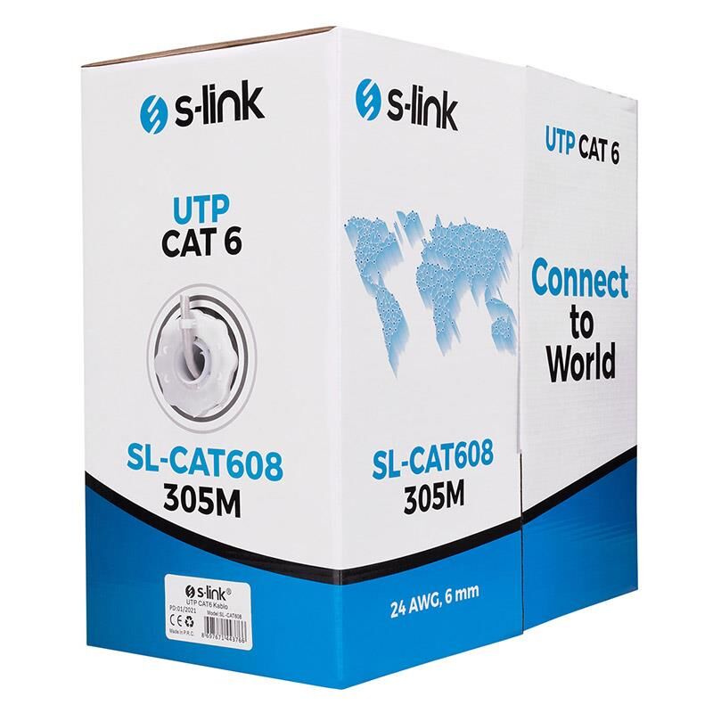 S-Link SL-CAT608 Cat6 Kablo 305 Metre Gri