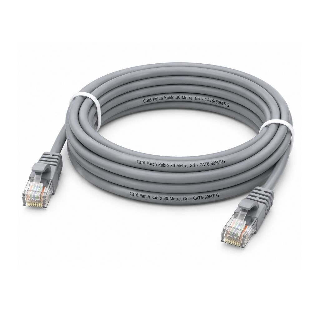 Elitstore Cat6 Patch Kablo 30 Metre, Gri - CAT6-30MT-G