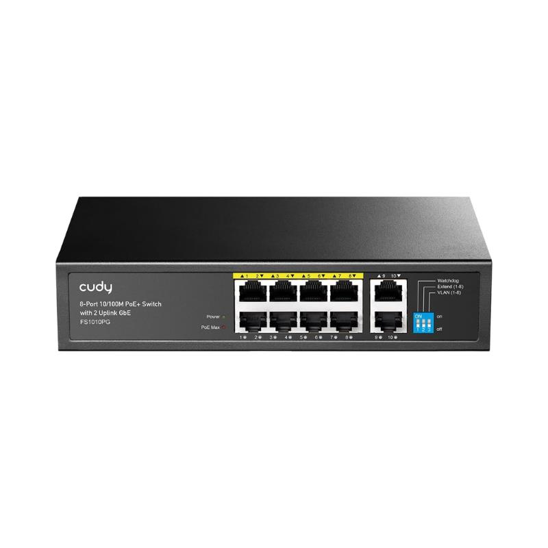 Cudy FS1010PG 8 Port 10/100 Yönetilemez +2 Port Gigabit Desktop (8 Port Poe+) 120W Switch