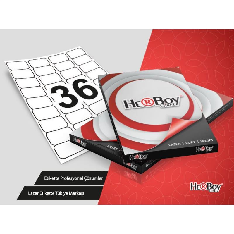 Herboy HB-1036 Beyaz Lazer Etiket A4, 45mm x 30mm