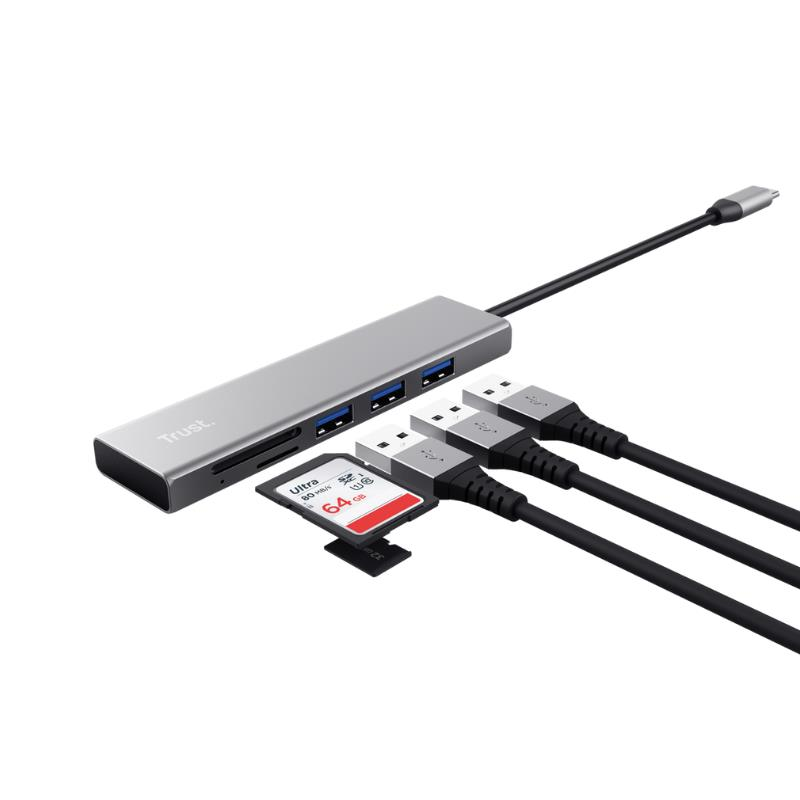Trust 24191 Halyx Fast 3.2 Usb-C Hub & USB Çoklayıcı Kart Okuyucu