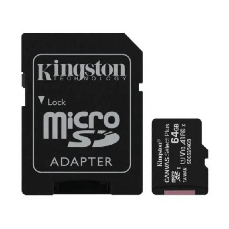 Kingston 64GB Canvas Select Plus Gen3 Micro SDXC 100MB/s A1 Hafıza Kartı, SDCS3/64GB