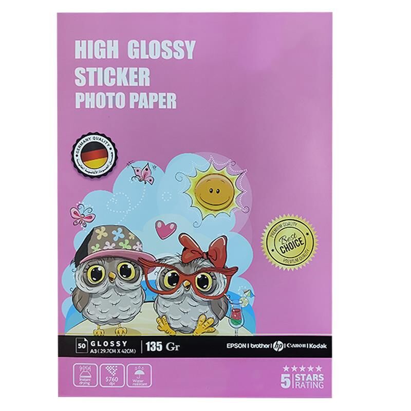 Elitstore Parlak Fotoğraf Etiketi (Hıgh Glossy Stıcker) 297x420 (A3) 135gr (50 Adet)