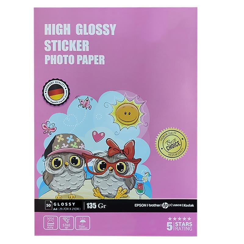 Elitstore Parlak Fotoğraf Etiketi (Hıgh Glossy Stıcker) 210x297 (A4) 135gr (50 Adet)