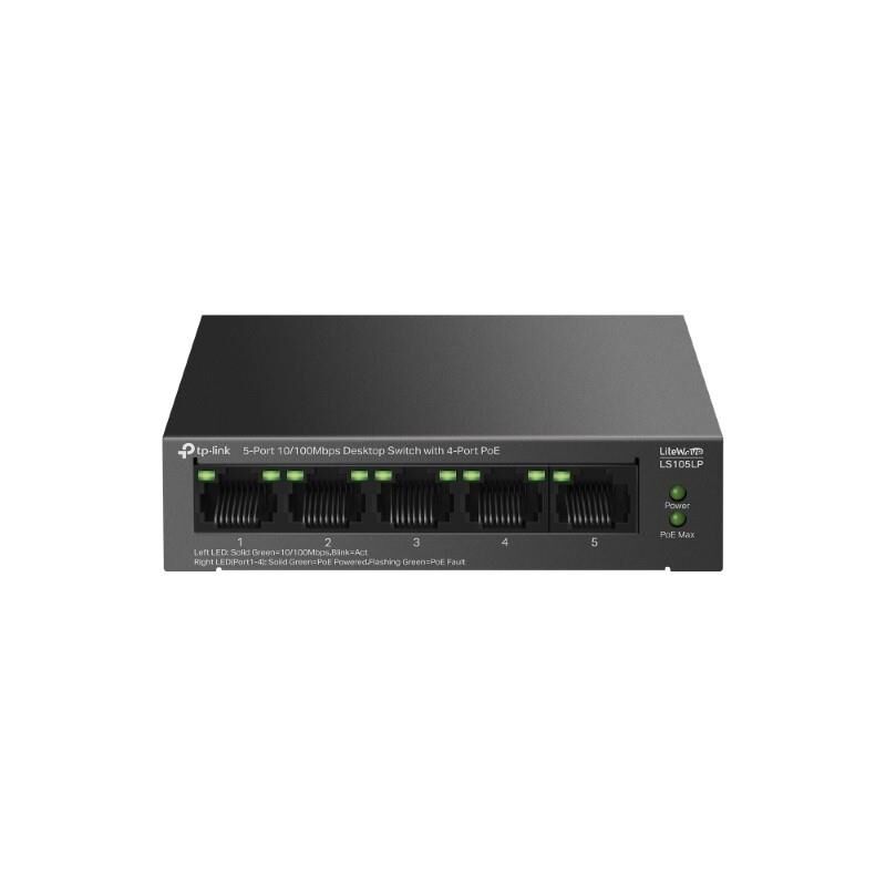 Tp-Link LS105LP 4 Port Poe+ 10/100 Mbps Switch Metal Kasa