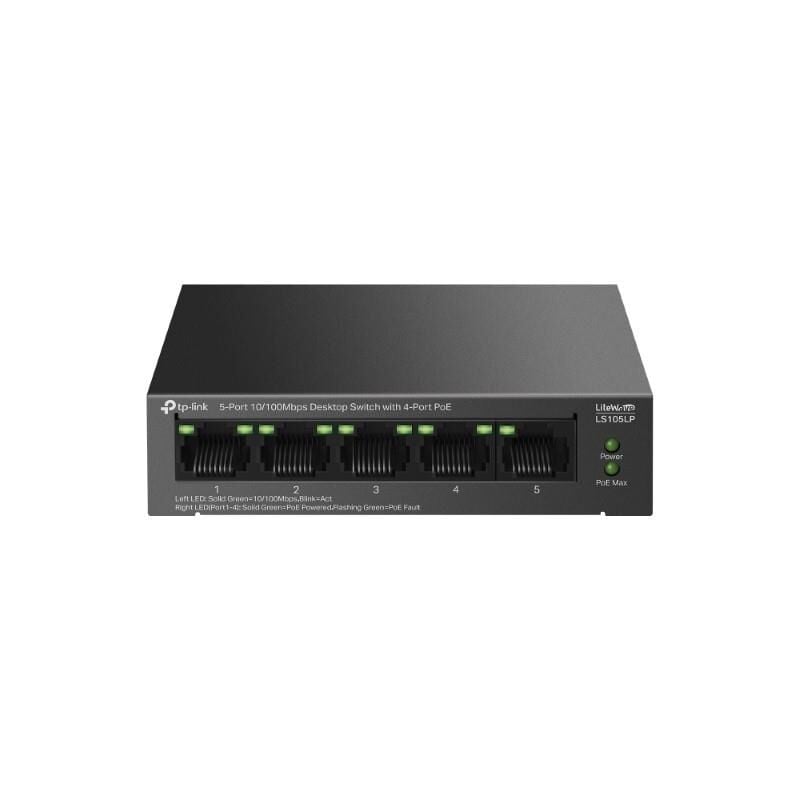 Tp-Link LS105LP 4 Port Poe+ 10/100 Mbps Switch Metal Kasa