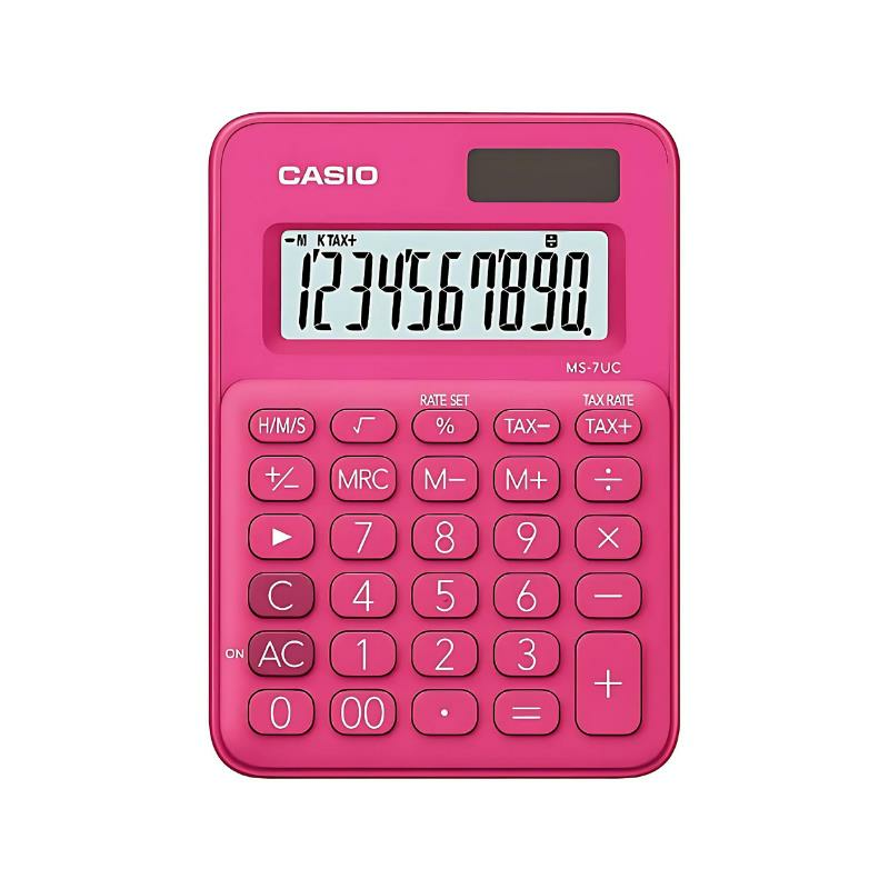 Casio MS-7UC-RD 10 Hane Pembe Masa Üstü Hesap Makinesi