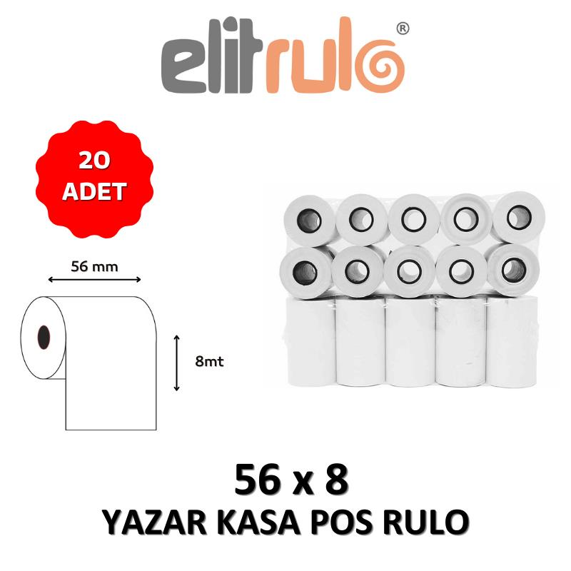 Elitrulo Yazar Kasa Pos Rulosu 56mm x 8mt - 20 Adet