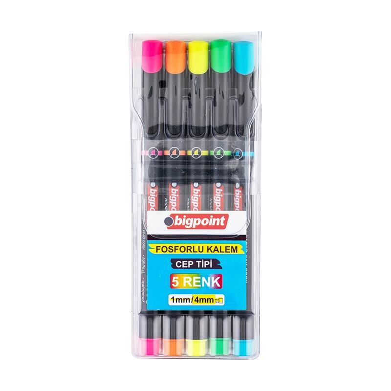 Bigpoint BP911-05 Fosforlu Kalem Cep Tipi 5'li Set