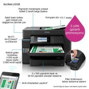 Epson L15150 A3+ Renkli Mürekkep Tanklı Yazıcı, A3 Tarayıcı, Fotokopi, Fax, Wi-Fi, LAN, ADF, Dubleks, Siyah