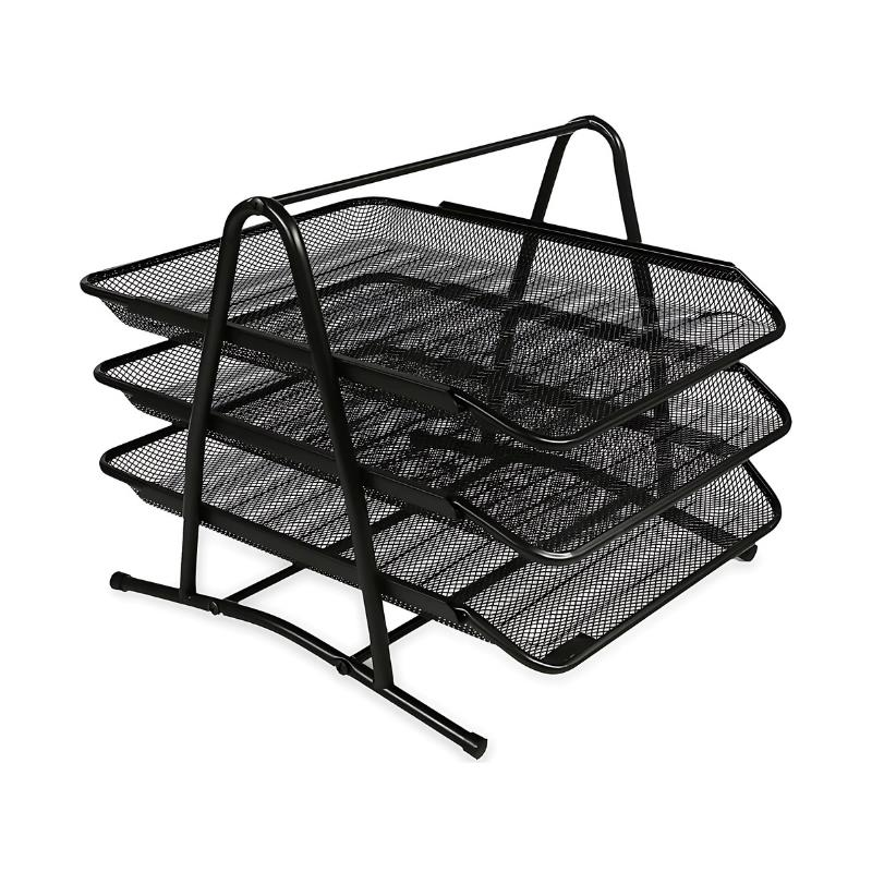 Elitstore Evrak Rafı Metal Perforeli 3 lü Siyah