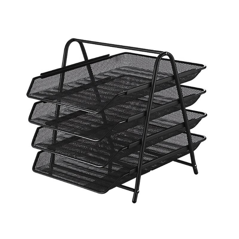 Elitstore Evrak Rafı Metal Perforeli 4 lü Siyah