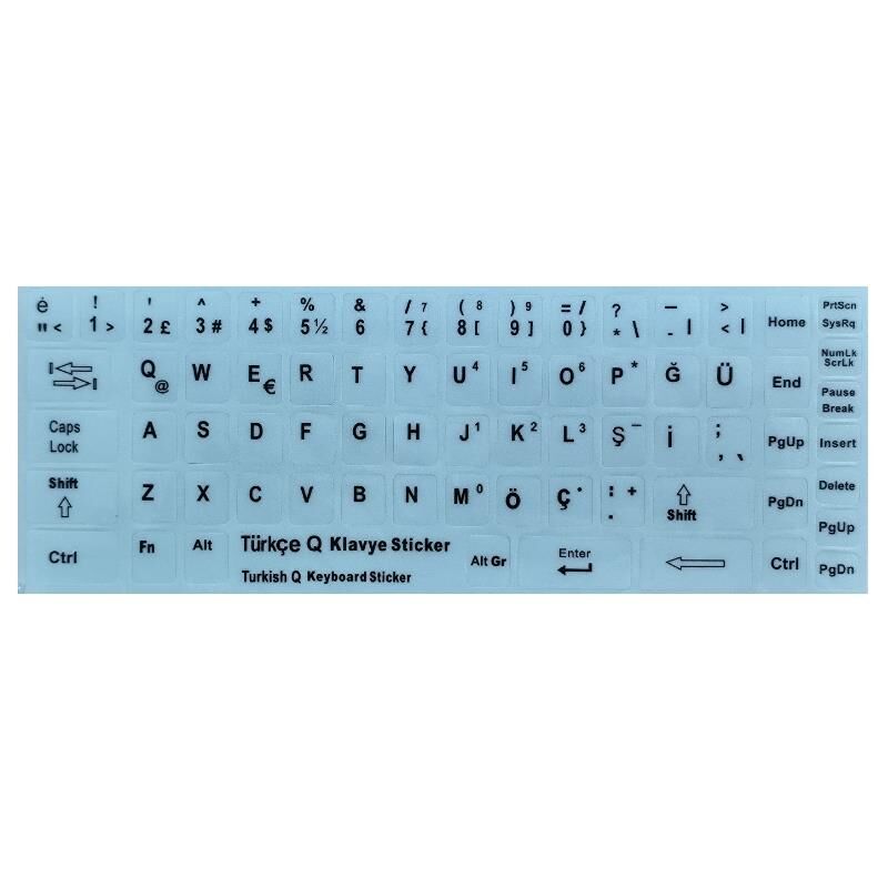 Notebook Klavyeleri İçin Türkçe Sticker Seti - Q Beyaz