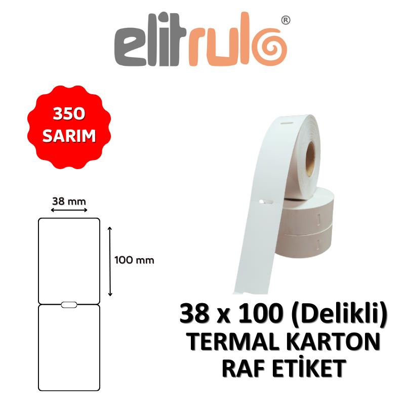 Elitrulo Termal Karton Raf Etiketi 38x100mm DELİKLİ - 350 Adet