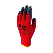 Beybi Nitril Poly Pnzebra 10 Beden Kırmızı Siyah Eldiven 12'li Paket