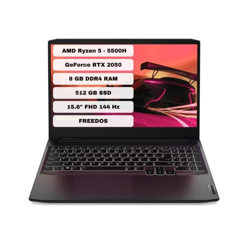 Lenovo Ntb. Ideapad Gaming 3 AMD Ryzen 5 5500H, 8GB, 512GB, RTX2050 15,6'' Full HD, F.Dos - 82K202BRTX