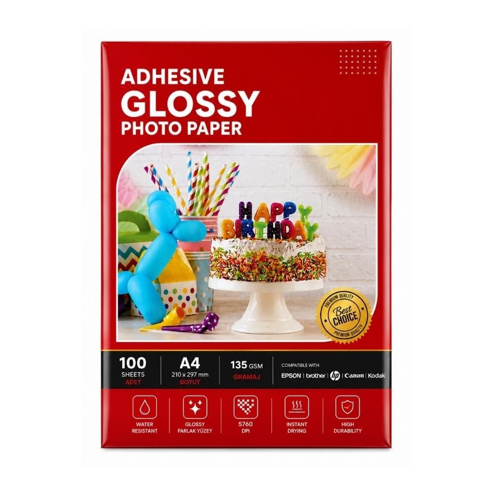 Elitstore Parlak Fotoğraf Etiketi (Adhesive Glossy Photopaper) 210x297 (A4) 135gr (100 Adet)